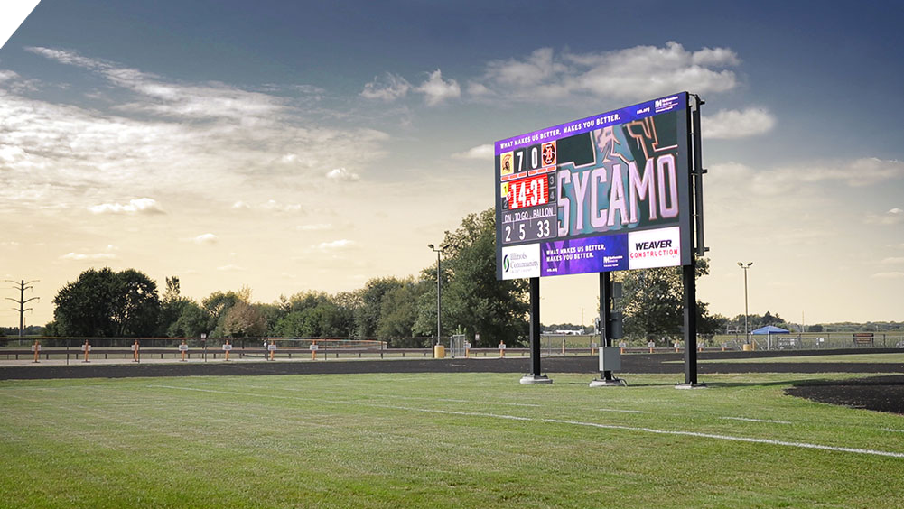 oW2613 Football LED Video Scoreboard at Sycamore High School with Video