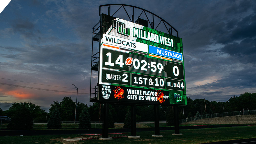 LED Football Video Scoreboard at Millard Buell Stadium