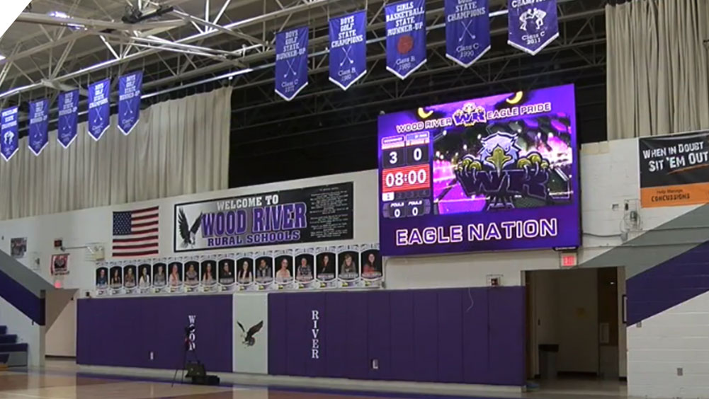 LED Basketball Video Scoreboard at Wood River High School
