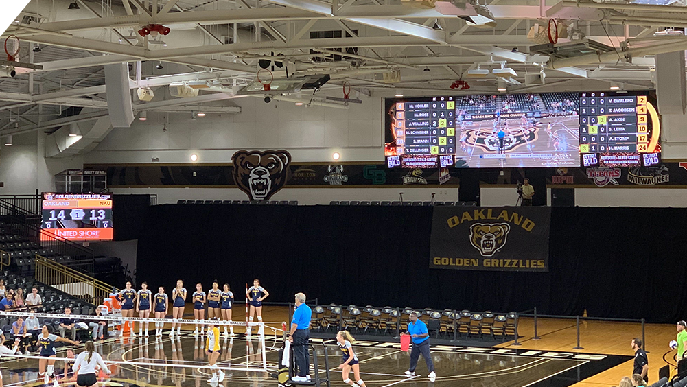 iB4010 Volleyball LED Video Scoreboard with Leaderboard and Live Video at Oakland University