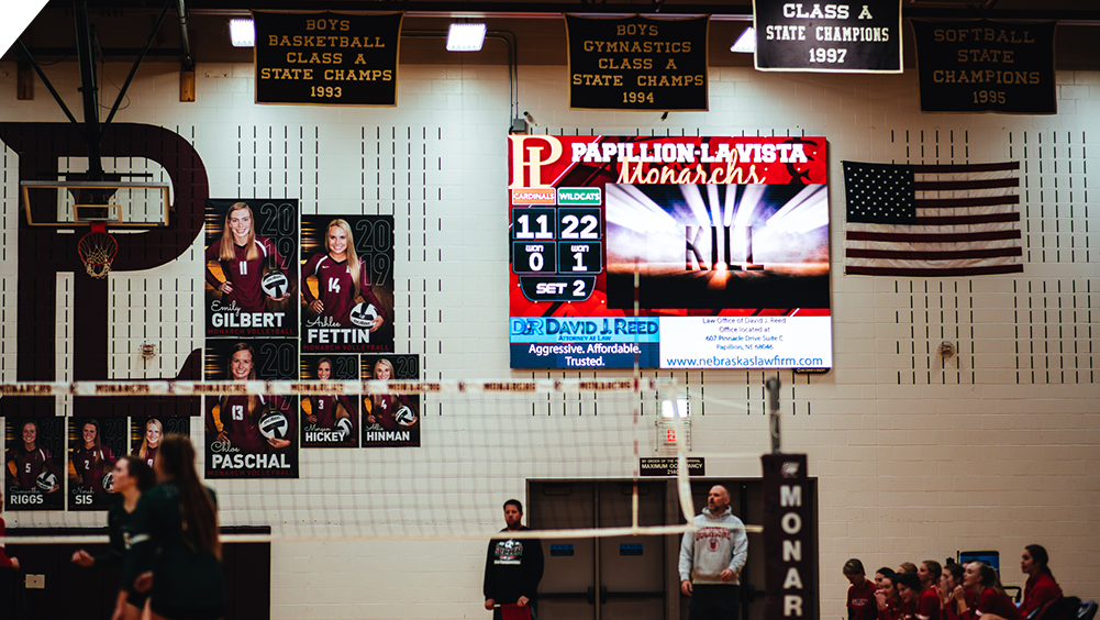 iB1410 Volleyball LED Video Scoreboard with Sport Animation at Papillion High School